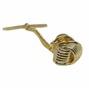 Vintage Tie Tack Pin Goldtone Eternity Celtic Love Knot Chain Wedding